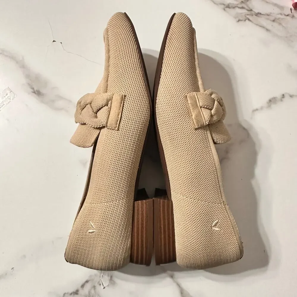 Vivaia Square-Toe Knot Loafers Caitlin 2.0 Almond Sz 41.5 Minimalist Careerwear
